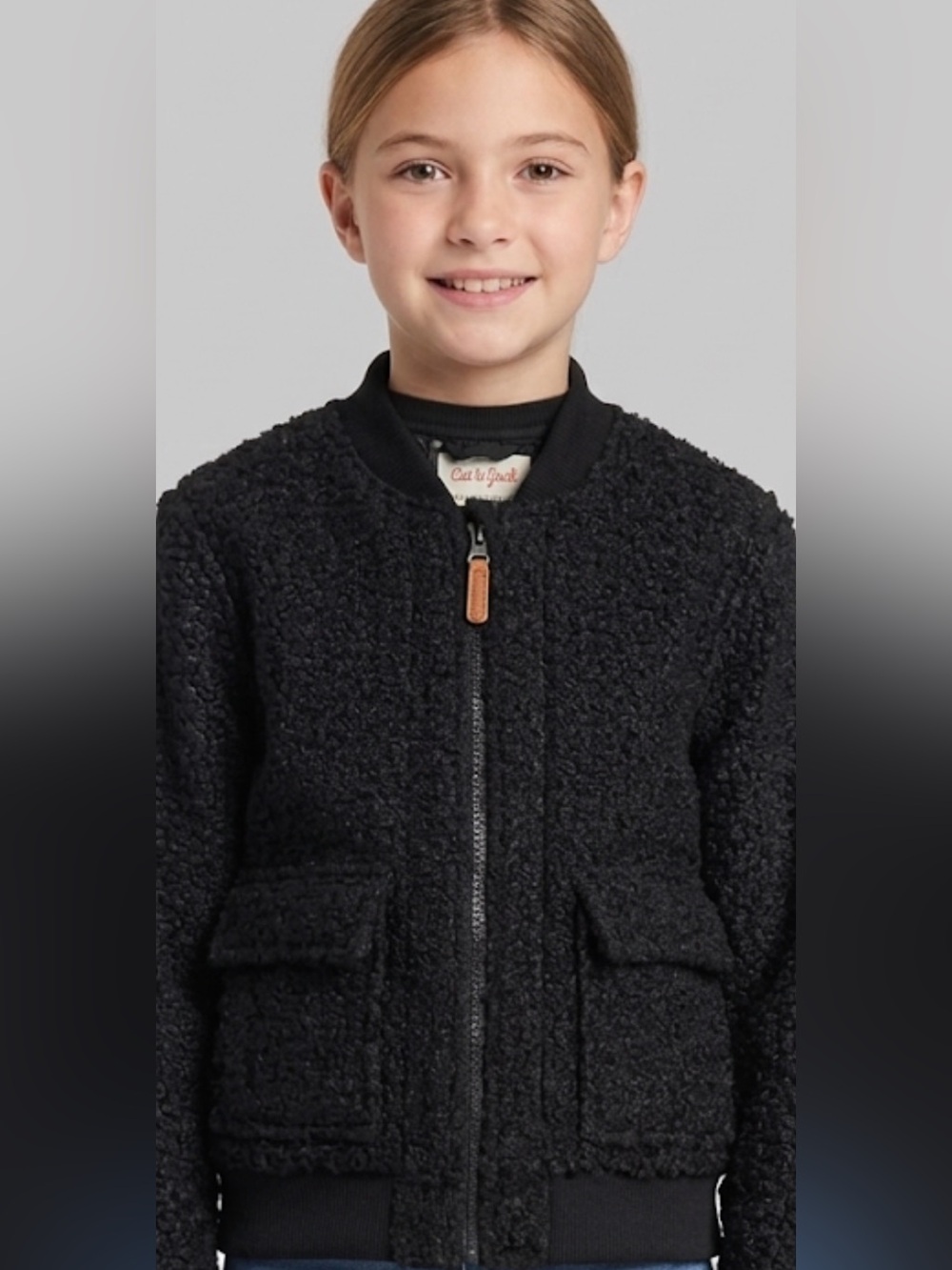 Cat & Jack Black Sherpa Bomber Jacket